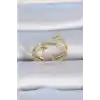 Pirinç Gold Renk Zirkon Taşlı Yıldız Model Kadın Yüzük