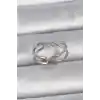 Pirinç Gümüş Renk Ayarlanabilir Zirkon Taşlı Sarmal Model Kadın Yüzük