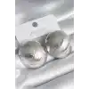 Pirinç Gümüş Renk İşleme Detay Daire Model Kadın Küpe