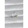 Pirinç Gümüş Renk Kalp Model Zirkon Taş Detay Kadın Yüzük