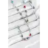 Pirinç Gümüş Renk Karışık Renk Zirkon Taşlı Kalpli Y Kadın Kolye