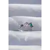 Pirinç Gümüş Renk Renkli Zirkon Taşlı Ayarlanabilir Yüzük