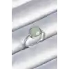 Pirinç Gümüş Renk Yeşil Kare Mineli Kadın Yüzük