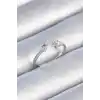Pirinç Gümüş Renk Zirkon Taş Detay Yıldız Model Kadın Yüzük