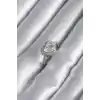 Pirinç Gümüş Renk Zirkon Taş Kalp Charm Model Kadın Yüzük