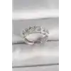 Pirinç Gümüş Renk Zirkon Taşlı Ayarlanabilir Yüzük