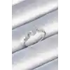 Pirinç Gümüş Renk Zirkon Taşlı Beyaz Mineli Kelebek Detay Kadın Yüzük