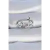 Pirinç Gümüş Renk Zirkon Taşlı İnci Detay Kutup Yıldızı Model Kadın Yüzük