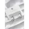 Pirinç Gümüş Renk Zirkon Taşlı Kadın Küpe