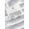 Pirinç Gümüş Renk Zirkon Taşlı Kadın Küpe