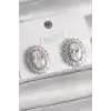Pirinç Gümüş Renk Zirkon Taşlı Kadın Küpe
