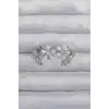 Pirinç Gümüş Renk Zirkon Taşlı Kıvrımlı İnci Çiçek Küpe