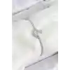 Pirinç Gümüş Renk Zirkon Taşlı Kuğu Model Kadın Bileklik