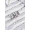 Pirinç Gümüş Renk Zirkon Taşlı Minimal Halka Küpe