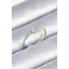 Pirinç Gümüş Renk Zirkon Taşlı Oval Beyaz Mineli Kadın Yüzük