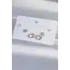 Pirinç Gümüş Renk Zirkon Taşlı Yaprak Model Küpe Seti