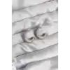 Pirinç Gümüş Renk Zirkon Taşlı Yarım Halka Küpe