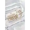 Pirinç Halka Model Gold Renk Kadın Set Küpe