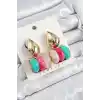 Pirinç Karışık Renk Vintage Model Kadın Küpe