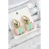 Pirinç Karışık Renk Vintage Model Kadın Küpe