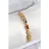Pirinç Karışık Zirkon Taşlı Baget Model Gold Renk VIP Seri Kadın Bileklik