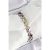 Pirinç Karışık Zirkon Taşlı Baget Model Gümüş Renk VIP Seri Kadın Bileklik