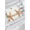 Pirinç Krem Deniz Yıldızı Model Vintage Kadın Küpe