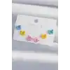 Pirinç Rengarenk Mineli Minimal Fiyonk Küpe Seti