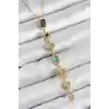 Pirinç Renkli Zirkon Taşlı Model Gold Renk 7 Element Kadın Y Kolye
