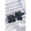Pirinç Siyah Renkli Flora Küpe