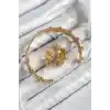 Pirinç Topcuk Model Gold Renk Bileklik Yüzük Set