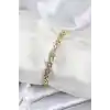 Pirinç VIP Seri Gold Renk Zincir Model Kalpli Zirkon Taşlı Kadın Bileklik