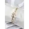Pirinç VIP Seri Gold Renk Zirkon Taşlı Yıldız Model Kadın Bileklik
