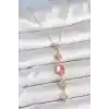 Pirinç Zincir Pembe Gold Renk Zirkon Taşlı Y Kolye
