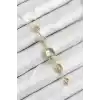 Pirinç Zincir Yeşil Gold Renk Zirkon Taşlı Y Kolye