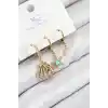Pirinç Zirkon Taşlı 3lü İstiridye Ve Yıldız Model Gold Renk Kadın Küpe