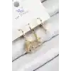 Pirinç Zirkon Taşlı 3lü İstiridye Ve Yıldız Model Gold Renk Kadın Küpe