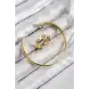 Pirinç Zirkon Taşlı Ayrık Model Gold Renk Bileklik Yüzük Set