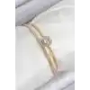 Pirinç Zirkon Taşlı Baget Model Gold Renk Kadın Bileklik