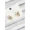 Pirinç Zirkon Taşlı Ceylan Model Gold Renk Çocuk Küpe