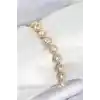 Pirinç Zirkon Taşlı Daire Baget Model Gold Renk VIP Seri Kadın Bileklik