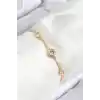 Pirinç Zirkon Taşlı Daire Model Gold Renk Asansörlü Kadın Bileklik
