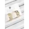 Pirinç Zirkon Taşlı Damla Figürlü Halka Model Gold Renk Kadın Küpe