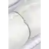 Pirinç Zirkon Taşlı Damla Model Ezme Zincir Gümüş Renk Kadın Bileklik