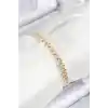 Pirinç Zirkon Taşlı Damla Model Gold Renk Asansörlü Kadın Bileklik