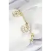 Pirinç Zirkon Taşlı Deniz Kabuğu Model Gold Renk Kadın Bileklik