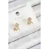 Pirinç Zirkon Taşlı Dondurma Model Gold Renk Çocuk Küpe