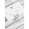 Pirinç Zirkon Taşlı İnci Sallantılı Damla Model Gold Renk 925 Ayar Gümüş Çivi Kadın Küpe Set