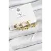 Pirinç Zİrkon Taşlı Kalp Model Gold Renk 3lü Kadın Küpe