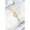 Pirinç Zirkon Taşlı Kalp Model Gold Renk Asansörlü Kadın Bileklik